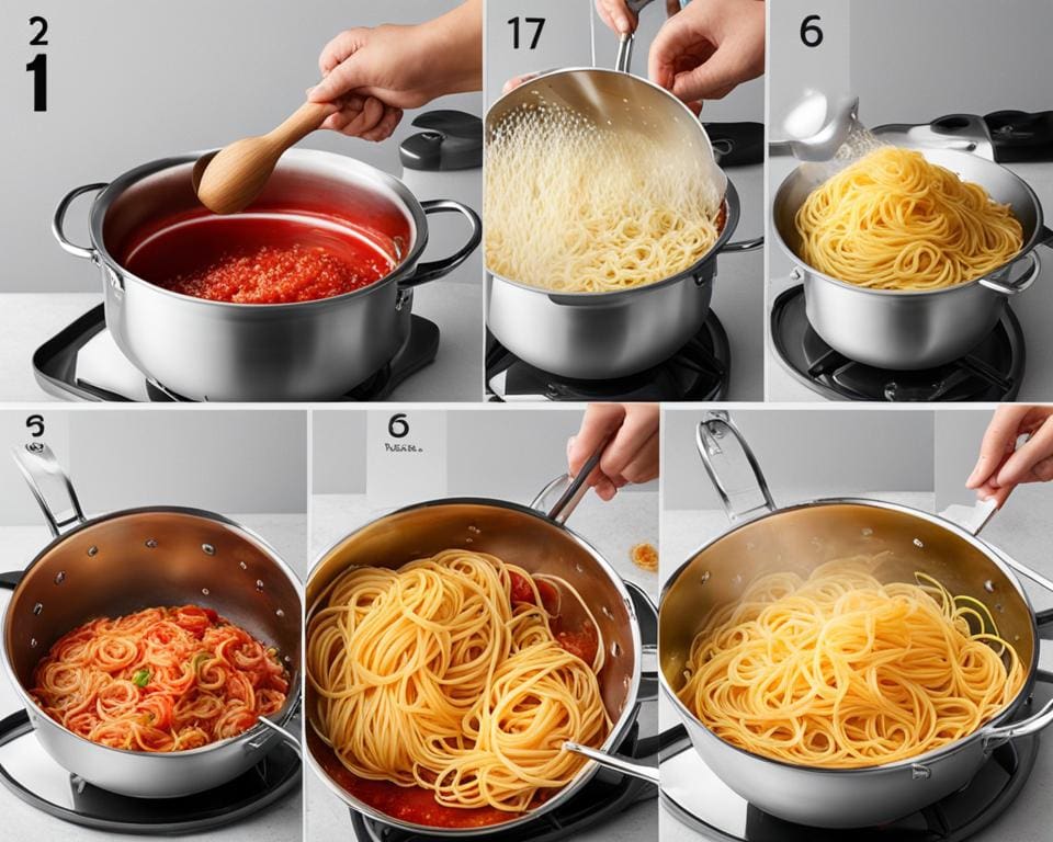 Spaghetti koken stappenplan
