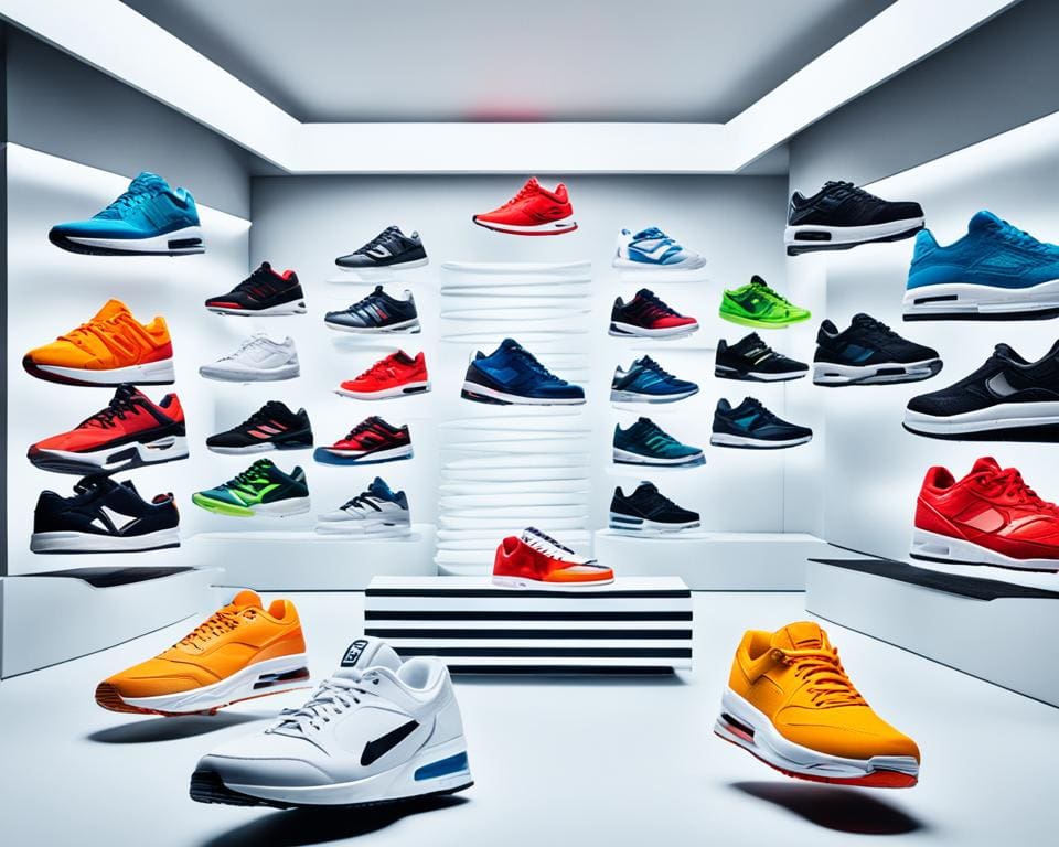 zwevend sneaker display