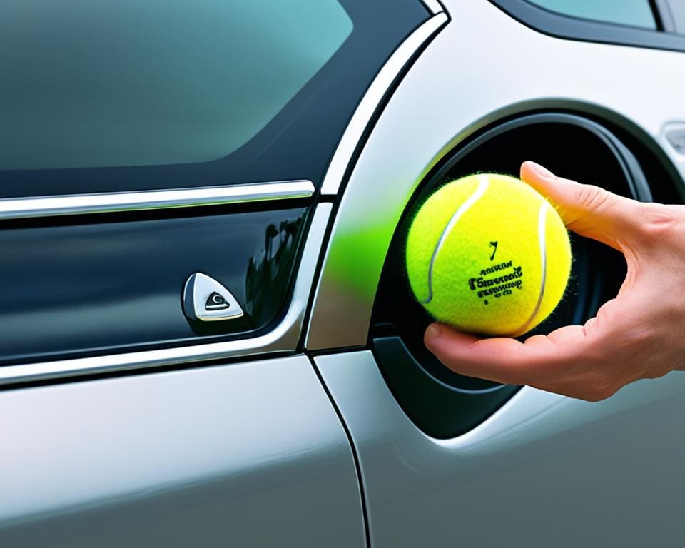 autodeur openen met tennisbal